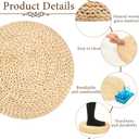 Barydat 12 Pcs Straw Floor Cushions Round Large Tatami Floor Pillow Cushion