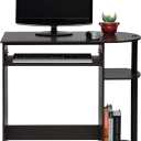 Furinno Simplistic Easy Assembly Computer Desk, With Keyboard Tray, Dark Brown/Black, 31.5 Inch Wide