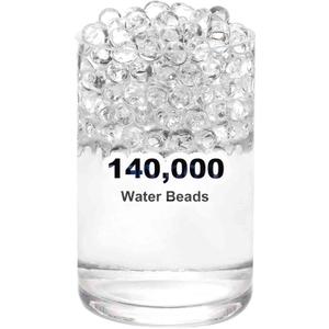 FALAMON 140,000 Clear Water Gel Beads, Water Gel Beads for Vase Filler, Christmas Decoration, Wedding Centerpiece, Floating Candles, Planting, Floral Decorations
