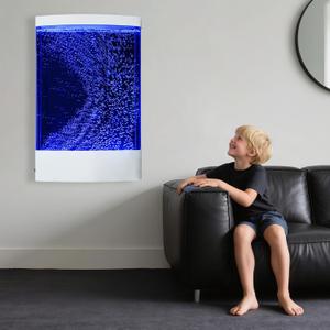 Sensory LED Colorful Bubble Curved Wall – 31.5-Inch Wall-Mount Indoor Bubble Wall Water Fountain with 8 Color-Changing LEDs for Sensory Rooms, Daycare Centers, and Children's Areas in Malls