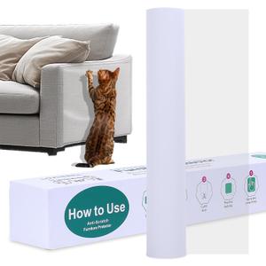 Anti Cat Scratch Furniture Protector - 196.8" x 15.7" Thicken Clear Single Sided Sticky Couch Protector from Cat Claws, Anti-Scratch Protector for Furniture Couch Door Wall