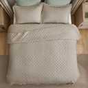 Bedsure Quilts Queen Size - Linen Bedspread Queen Size & Lightweight Comforter, Modern Farmhouse Coverlet with Clover Pattern, Ultra Soft All-Season Bedding, 90 x 96 Inches | Stitch-Free Quilting, Ultra Soft, Lightweight, Machine Washable, Pet-Friendly