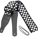 BestSounds Guitar Strap, Bass Guitar Strap, Electric and Acoustic Guitar Straps - Durable Nylon Checkered Guitar Shoulder Strap with Leather Ends (Black and White Checkered)
