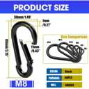 50Pack Carabiner Clips Heavy Duty, 3.2 Large Spring Snap Hooks Bulk, Galvanized Black Carabiners for Camping, Solid Spring Clips for Home Gym Hanging Hammocks Swing Hiking-500lbs Holding Capacity