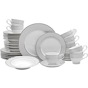 Mikasa Parchment 40-Piece Dinnerware Set, Service for 8, Durable Porcelain Plates, Bowls, and Mugs with Contemporary Design, Dishwasher Safe