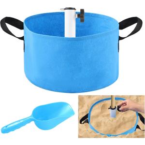 Beach Umbrella Base Weight Bag Hold up to 35 lb Sand, Thick Fillable Umbrella Sand Bags with Shovel Stainless Steel Beach Umbrella Base Sand Anchor Stand for Most Sun Umbrellas