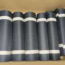 FAVE 12 Pack Woven Vinyl Table Runners 120x12 Inch Black with Gold Threads,