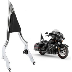 HECASA Detachable Backrest Sissy Bar Compatible with 2009-2024 Harley Touring Models Street Road Electra Glide Road King CVO Ultra Limited Low Back Rest Luggage Rack (22 Inches Chrome)