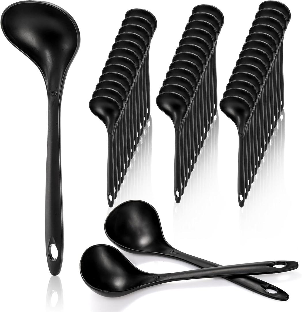 40 Pack Plastic Ladle Spoons, 9 Inch Disposable Large Serving Spoons with Long Handle, Heat Resistant Soup Ladle Bulk for Party Catering Buffet Restaurant