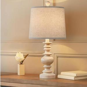 BOBOMOMO Resin 20.5" Farmhouse Lamps for Bedrooms Retro Side Table Lamps Bedside Lamp for Side Nightstand Living Room,Suitable for Decorating Small Areas, 1 Pack