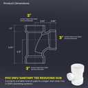 SUPPLYGIANT™ (50 Pack) 3" x 3"x 1-1/2" PVC DWV Drain Waste Vent Sanitary Tee Reducing Hub – White PVC Drain, Waste & Vent Fitting