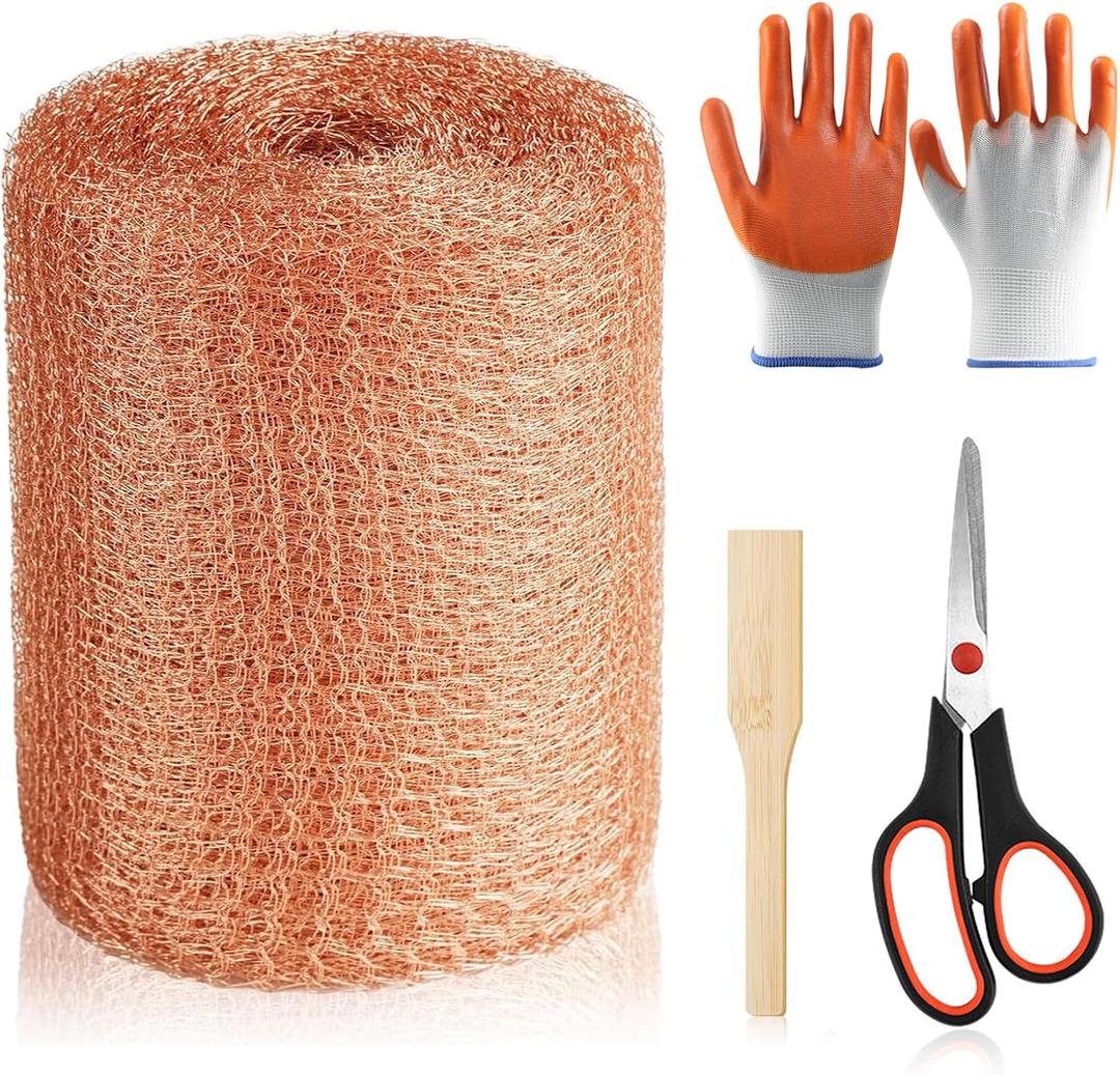 Copper Mesh Rodent Control, 5 in x 100 ft Wire Screen Roll for Mice Rat Rodent, Bat & Snail, Copper Mesh Roll for Weep Hole Filler, DIY Pest Blocking for Home and Garden