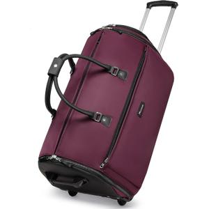 Modoker Rolling Garment Bags, Large Garment Duffle Bag with Wheels, 3 in 1 Garment Suit Luggage Bag for Women Men Business Travel Weekender, Red