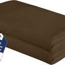 Royale Linens California King Flat Sheet - Ultra Soft Brushed 1800 Microfiber Flat Sheets Only - Wrinkle Free & Stain Resistant - Hotel Quality Top Sheet for Bed (King Cal, Chocolate)