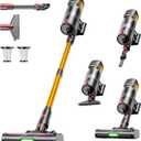 Cordless Vacuum Cleaner,50KPa 600W 65Mins Vacuum Cleaners for Home,Stick Vacuum with LED Display &Anti-tangle Brush and Self-Standing Design,Vacuum Cleaner for Hardwood Floors,Carpet,Pet Hair,Car