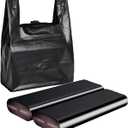 Black Plastic T-shirt Bags 100 Pack 12.6'' x 6.5" x 21" Black Bag for Grocery Shopping Home Supermarket Restaurants
