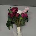 Rinlong 1Pc Fall Wedding Bouquets for Bridesmaids Burgundy Artificial Bridesmaid Bouquet for Wedding Prom (one, 16-burgundy & White)