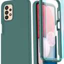 LeYi for Samsung A13 5G Case, Samsung Galaxy A13 5G Case with [2 x Tempered Glass Screen Protector], Full-Body Shockproof Soft Liquid Silicone Phone Case for Samsung A13 4G/ 5G, Midnight Green
