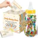 Glenmal 52 Pcs Baby Shower Games Gift Sets Large Baby Bottle for Shower Game Guess How Many Candies Decorations for Gender Reveal(Here Comes The Son)