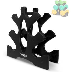 Yes4All Neoprene Coated Dumbbell Hand Weight Sets of 2 - Multiple Weight Options with 15 Colors, Anti-roll, Anti-Slip, Hexagon Shape (Rack Only, Q. Black)