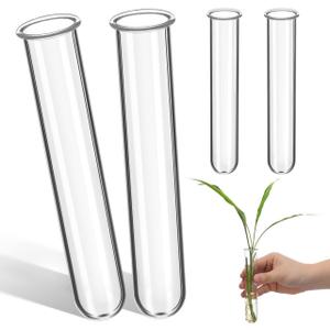 Kisangel 4pcs Plant Glass Test Tube, Clear Plant Propagation Tubes Hydroponic Glass Flower Vases for Home Garden Arrangement Water