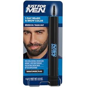 Just for Men 1-Day Beard & Brow Color, Temporary Color for Beard and Eyebrows, For a Fuller, Well-Defined Look, Up to 30 Applications, Darkest Brown/ Black