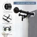 Double Curtain Rod, 1 inch Window Telescoping Drapery Double Rod 144 to 164 Inches (12-13.6 Feet), Classical Ball Finials,Premium Aluminum Brackets,Matte Black