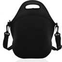 Neoprene Lunch Bags Boxes for Women Men, Insulated Lunch Cooler Tote Bag Box for Office Work Picnic Travel (Black)