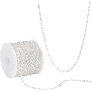 PH PandaHall 32ft Necklace Chains 2mm Silver Iron Cross Chain Link Cable O-Shaped Chain Craft Jewelry Chains for DIY Necklace Bracelet Jewelry Accessories DIY Making-3x2x0.5mm