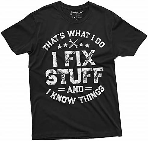 Men's Funny I fix Stuff T-Shirt Mechanic Engineer Garage Tee Shirt, 5XL