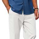 COOFANDY Men 2 Piece Linen Outfit Beach Button Down Shirt Casual Loose Pant Sets (3X-Large)