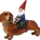 Funny Guy Mugs Gnome and a Dachshund Garden Statue- Indoor/Outdoor Garden Dog Gnome Sculpture for Patio, Yard or Lawn