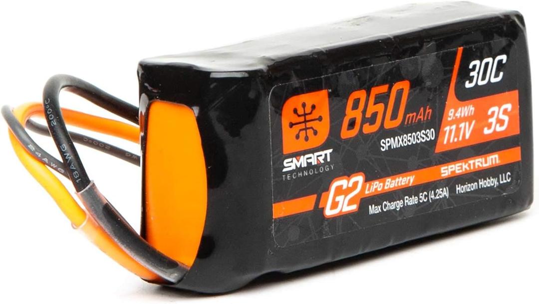 Spektrum 11.1V 850mAh 3S 30C Smart G2 LiPo Battery: IC2, SPMX8503S30