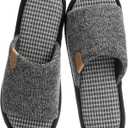 GOEWY Mens Slippers with Memory Foam Gifts House Slippers for Men Indoor Outdoor Slip On Non-Slip Sole Open Toe Cozy Bedroom Slippers Size 13-14 Black