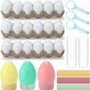 Lunmon 129 Pcs Dyeable Easter Eggs Kit Egg Decorating Kit with Blue Tray Measuring Cup DIY Tools for Easter Party Supplies Hunt Activity