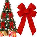 12 Pack Satin Christmas Red Bows with Ties 9" W x 13" L Christmas Wired Edge Ribbon Ornament Wreath Bows for Xmas Tree Wreath Fence Stairs Railing Fireplace Home Outdoor Front Door Decoration