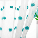 MYSKY HOME Short Curtains for Kitchen Windows Green Pom Pom Curtains for Bedroom Light Filtering White Sheer Curtains for Nursery Cafe Bathroom Privacy Rod Pocket Bohemian Voile 38 x 45 inch 1 Panels