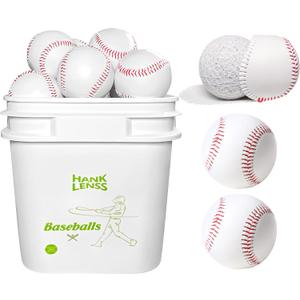 HANKLENSS Bucket of Baseballs - Standard Size Adult Training Balls for Pitching, Hitting, Fielding - Unmarked & Leather Covered Practice Baseballs - Perfect for Youth Baseball