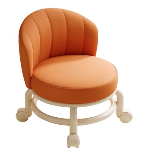 Rolling Stools with Wheels, Little Low Small Stools on Wheels with Backrest, Swivel Chair Stool, 360 Degree Rotating Low Stool, Short Roller Seat Chair for Home Office Garage Salon Kitchen