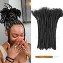 Loc Extension Human Hair Locs 0.6cm Dreadlock Extension Natural Black Human Hair 12 Inch 100 Strands Locs Human Hair Full Handmade Permanent Locs Can Be Dyed and Bleached for Women Men