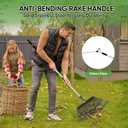 Rake Heavy Duty 6FT Long Garden Rake , 18.5 Inch Wide Leaf Rake for Lawns, 25 Metal Tines, Adjustable Stainless Steel Handle, Rakes for Leaves, Yards, Grass, Garbage, Weeds, Debris (Black)