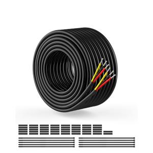 NAOEVO 20 Gauge Wire 3 Conductor Electrical Wire, 20 AWG Stranded PVC Cord, 12V Low Voltage/Tinned Copper/Flexible Cable for Automotive Wiring, Lamp Cord, Marine Cable (50FT)