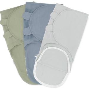 Comfy Cubs Easy Swaddle Blanket with Zipper Closure, 3 Pack - 100% Cotton Newborn Wrap, Small for 0-3 Months Infants, Breathable and Durable Sleep Sack for Babies - Stone, Pacific Blue, Sage