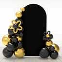 Babenest 7.2Ft Black Wedding Arch, Spandex Fitted Arch Backdrop for Photography, Round Top Chiara Stand Cover for Party Ceremony Birthday Baby Shower Anniversary Decoration