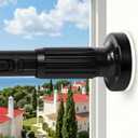 Tension Curtain Rods 51-86 Inch(5-7.17Ft),Shower Curtain Rods No Drilling,Heavy Duty tension rod for Bathroom Windows Room Divider Outdoor Patio,Easy Install,Never Rust,Diameter 1.26 In-Black