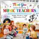 HOWAF Music Teacher Appreciation Backdrop Banner, Thank You Music Teachers Background Banner for School Classroom Decorations, Thank You Musical Teachers Hanging Sign for Teacher's Day Supplies