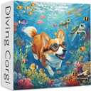 PICKFORU Dog Puzzles for Adults 1000 Pieces and up, Funny Puppy Puzzle Collection Corgi Sea Turtle Fish, Ocean Puzzles as Home Decor