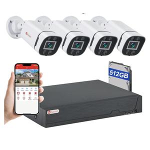 8CH H.265+ 3K Lite Wired CCTV Security Camera System with Human Vehicle Detection, 4X IP68 5MP Surveillance Camera for Indoor Outdoor, 512GB Hard Drive for 24-7 Recording, Remote Access