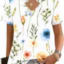 Kistore Womens Summer Tops Short Sleeve V Neck Casual Shirts Beach Vacation Dressy Work Blouses (L)