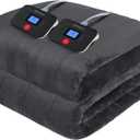 Westinghouse Electric Blanket Queen Size, Super Cozy Soft Flannel 84"" x 90"" Heated Blanket with 10 Fast Heating Levels & 1-12 Auto-Off, Machine Washable, ETL&FCC Certification, Charcoal